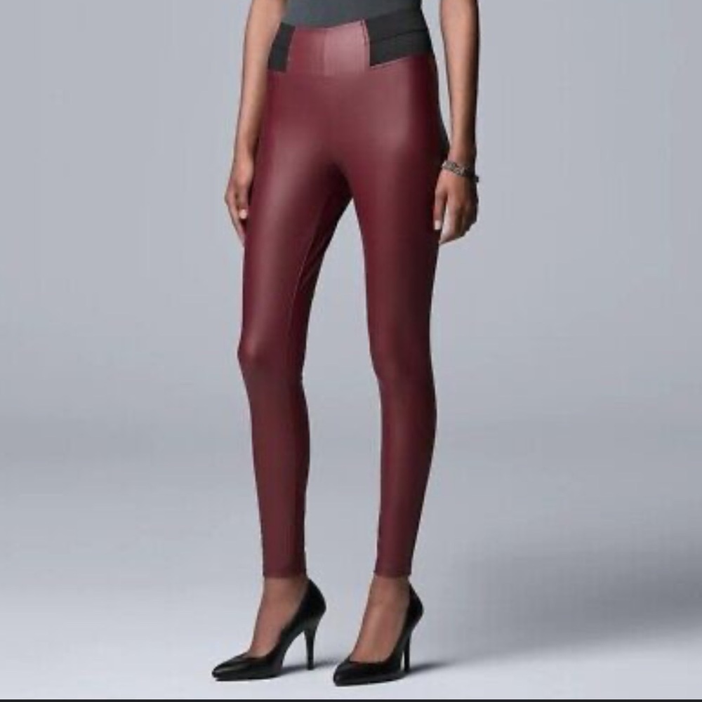Simply Vera Vera Wang Red High-Waisted faux leather Leggings